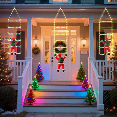 Miniatura 8 de 98 luces LED de Navidad para interiores y exteriores, 2.5 pies, luces decorativas de escalera de Navidad con Papá Noel, 8 modos, luz impermeable