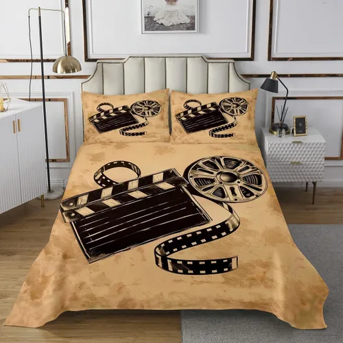 Miniatura 23 de Homewish Theater Cinema Poster Quilt Sets Twin Size,Retro Movie Bedspread Coverlet 2Pcs for Kids Girls Boys Room Decor,Popcorn Quilts Set Movie