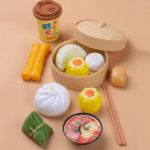 Miniatura 2 de NUOBESTY Juego de comida china para el desayuno, 58 piezas, juguetes de cocina con Dim Sum para cocinar alimentos para niños, juego de rol