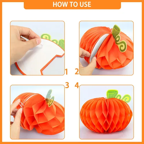 Miniatura 3 de Gyufise 6 centros de mesa de calabaza, calabaza de papel, panal, calabaza, centros de mesa de calabaza, calabazas de tejido 3D, decoración colgante