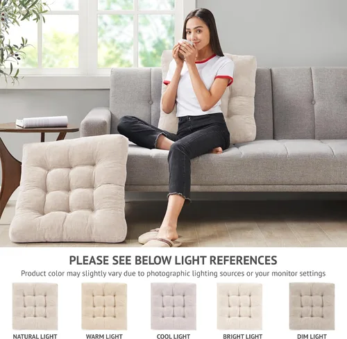 Miniatura 120 de Juego de 2 almohadas de suelo de meditación, almohadas cuadradas grandes para adultos, cojín de pana copetuda para sala de estar de tatami, gris, 22