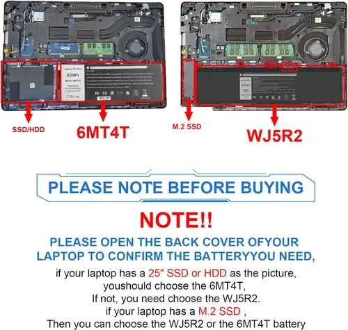 Miniatura 4 de Batería E5470 E5570 6MT4T Batería compatible con Dell Latitude 14 5470 E5470 15 5570 E5570 Precisión 15 3510 M3510 Series Notebook Reemplazo