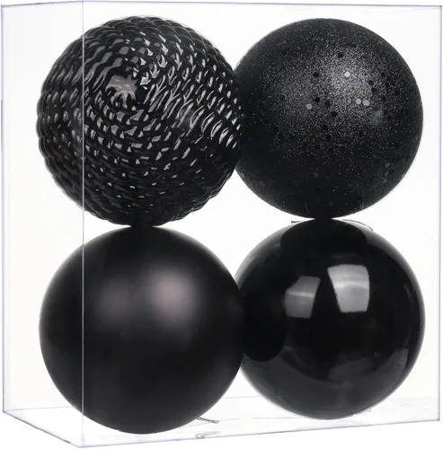 Esferas de adorno de Navidad de 4.7 pulgadas, decoraciones de Navidad grandes, árbol de Navidad, inastillables, grandes, negras, con lazo para