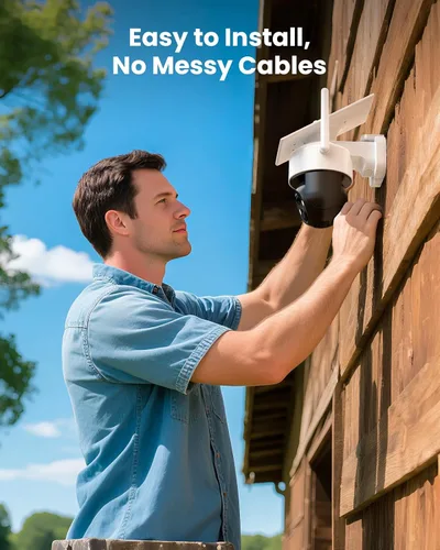 Miniatura 3 de Cámara de seguridad solar celular celular 4G LTE inalámbrica para exteriores, cámara 2K no necesita WiFi con tarjeta SIM, vista completa de 360°