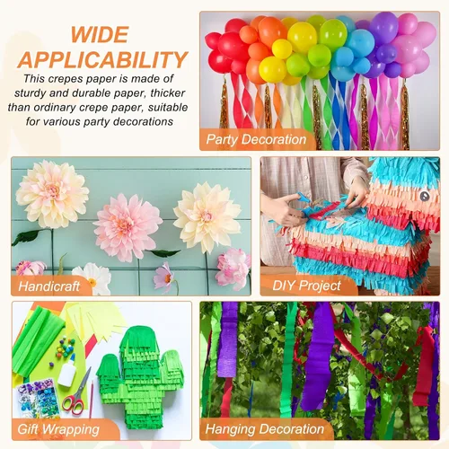Miniatura 6 de MECCANIXITY Papel crepé, 7.9 pies de largo y 20 pulgadas de ancho, rollo de papel crepé de albaricoque para decoración de fiestas, suministros