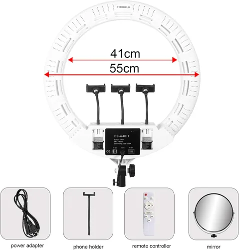 Miniatura 7 de Lámpara de anillo de 100 W, 22 pulgadas, kit de luz de anillo de 21.7 in, lámpara LED súper brillante para maquillaje, belleza, uñas, piel, bolso