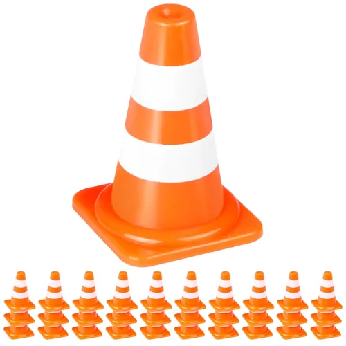 Alyoen 30 piezas conos de tráfico mini de 1", pequeños conos naranjas en miniatura, pequeño juguete navideño para niños, juguete de cono de bloque