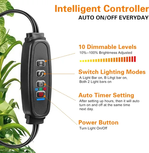 Miniatura 3 de Tira de luz de cultivo impermeable para plantas de interior, luces de cultivo de plantas de espectro completo para interiores con temporizador