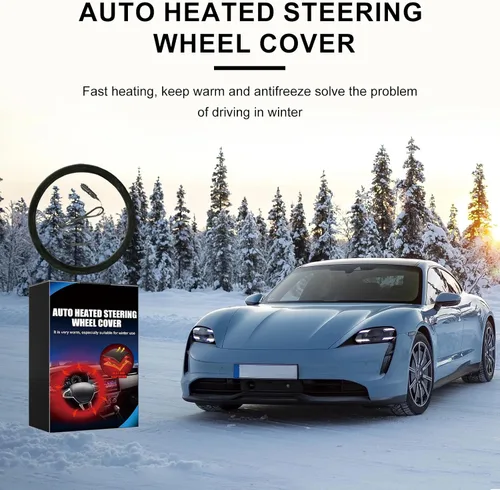 Miniatura 4 de Funda térmica para volante de 15 pulgadas, 12 V, cubierta protectora para volante con calefacción para invierno, universal, adecuada