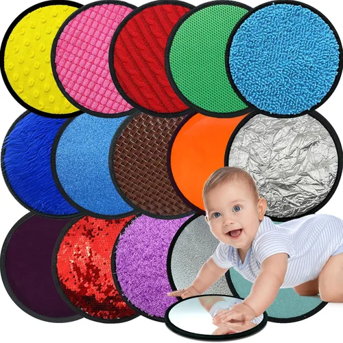 Juego de 16 alfombrillas sensoriales mejoradas, juguetes sensoriales de colores mixtos para niños con autismo, panel táctil de pared Montessori,