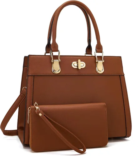 Miniatura 12 de Conjunto de bolso para mujer, bolso de mano, bolso de hombro, asa superior, bolsa de trabajo, bolsa cruzada a juego, 2 piezas