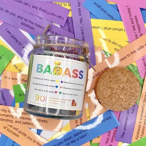 Miniatura 2 de Tarro de Afirmaciones Bádasis, Regalo Inspirador, Afirmaciones Diarias para Mujeres, Regalos Bádasis, Tarjetas de Afirmación Divertidas, Regalos