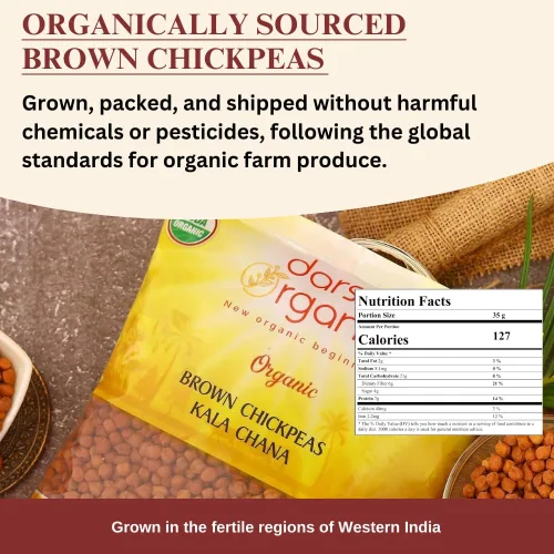 Miniatura 3 de Darsa Organics Lentejas de garbanzos negros, Kala Chana Dal, 2 libras de granos de garbanzos marrones orgánicos USDA, sin OMG, ideales para dietas