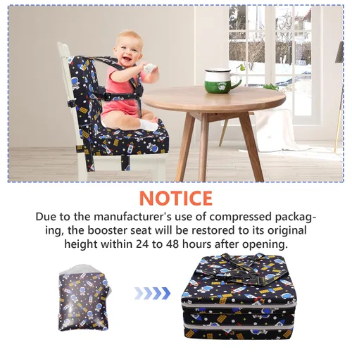 Miniatura 7 de Asiento elevador para niños pequeños para mesa de comedor, hebilla de seguridad ajustable, asiento elevador para niños con respaldo, PU impermeable