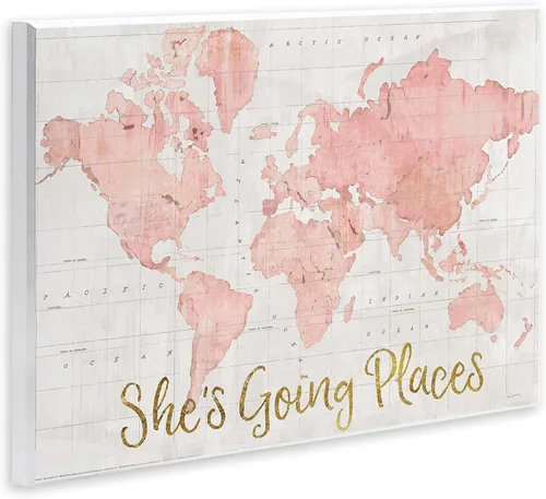 Miniatura 2 de Stupell Industries "Going Places Girl's Map", placa artística de pared, 15 x 10 pulgadas, fácil de colgar y resistente, fabricado en Estados Unidos