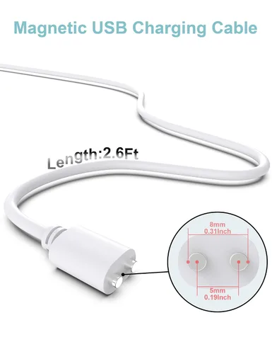 Miniatura 4 de Cable de carga USB DC magnético de 2.6 pies, cable de carga de repuesto (0.197 in/0.2 pulgadas)