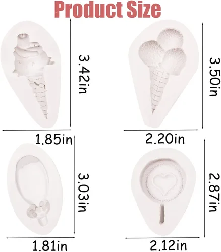 Miniatura 2 de Mini molde de fondant para pastel de helado de 3 piezas, molde de silicona para helado para decoración de pasteles, chocolate con azúcar dulce