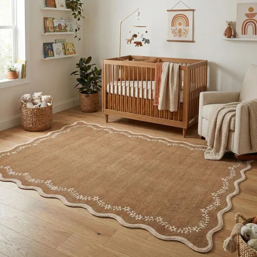 Miniatura 102 de GarveeHome Alfombra de entrada festoneada, 2 x 3, color azul sólido, lavable, alfombra floral para entrada interior, alfombra floral antideslizante