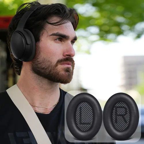 Miniatura 5 de SoloWIT Almohadillas de repuesto para auriculares Bose QuietComfort 35 (QC35) y Quiet Comfort 35 II (QC35 ii), almohadillas con cuero más suave
