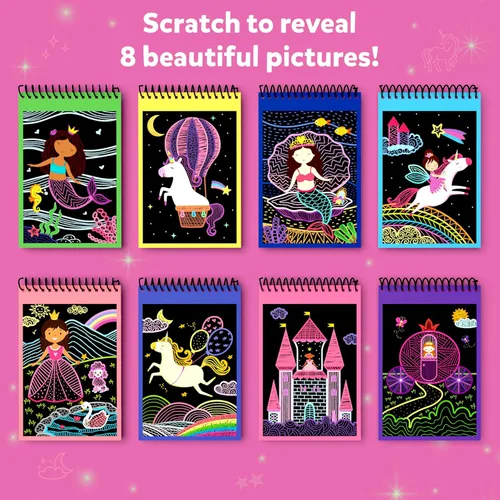 Miniatura 4 de Skillmatics Suministros de fiesta (Paquete de 15) - Juego de arte mágico de rascar para niños, unicornios y princesas, bolsa de regalo rosa