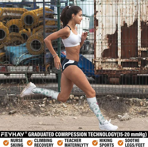 Miniatura 16 de FEYHAY Calcetines de compresión de cobre (5 pares) de 15-20 mmHg, la circulación es la mejor atlética y diaria para hombres y mujeres, correr