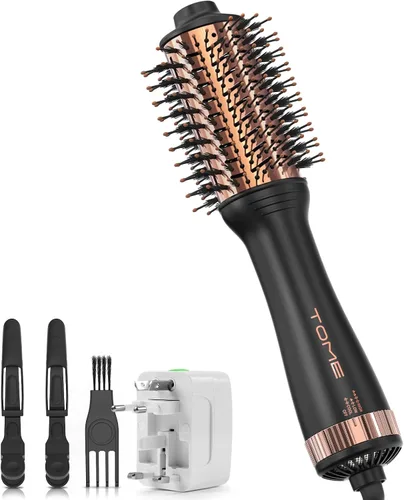 Miniatura 14 de Cepillo secador de pelo, cepillo secador de pelo de 1200 W en uno, cepillo de aire caliente redondo de 1.772 in para volumen y golpes suaves, doble