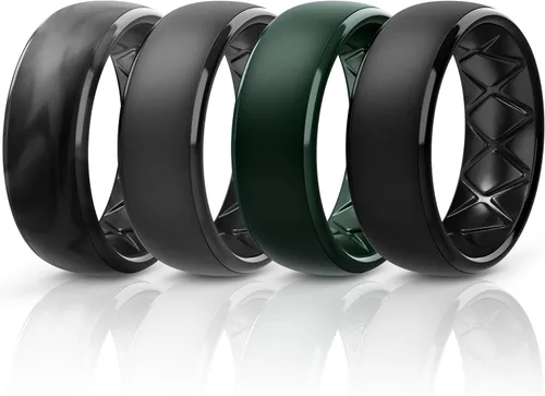 Miniatura 87 de Egnaro Anillos de boda de silicona para hombre: 1/4/6/7 Multipack de anillos de boda de goma con arco interior Diseño ergonómico transpirable