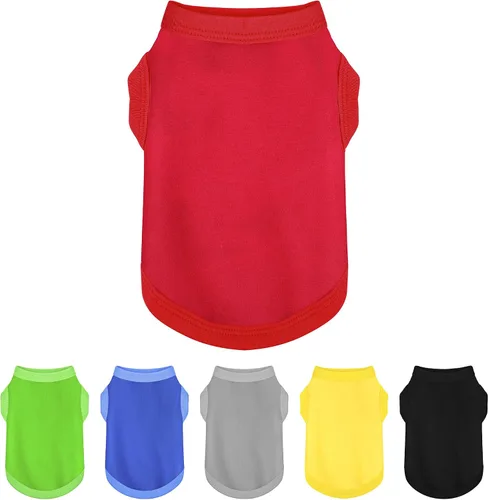 Miniatura 15 de Paiaite 6 piezas de camisa lisa para perro, camisas sin mangas de algodón para cachorros, ropa transpirable para mascotas, camiseta sin mangas