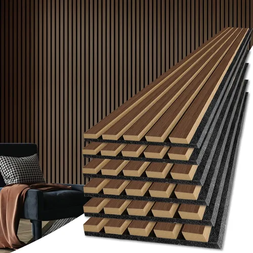 Miniatura 18 de Art3d Paneles acústicos de listones de madera para decoración elegante y reducción de ruido, panel texturizado 3D para techo y pared, paquete