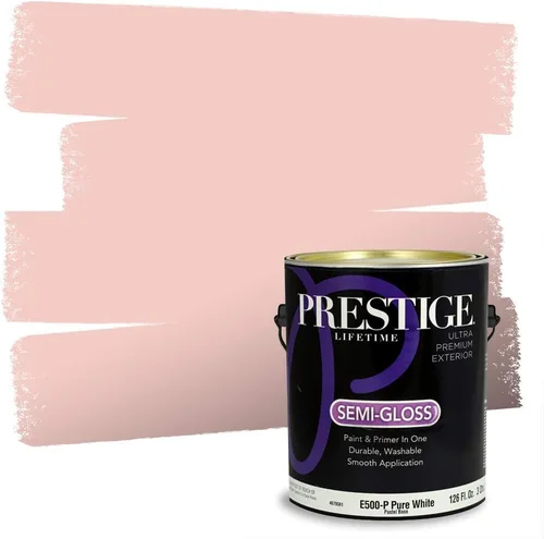 Miniatura 7 de Prestige Paints E100-T-SW6591 Pintura exterior e imprimación en uno, 1 galón, plano, combinación comparable de Sherwin Williams Amaryllis, 1 galón