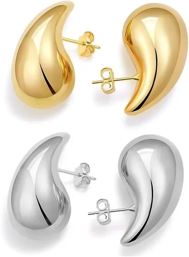 Miniatura 4 de ANOMKR Aretes con capucha de oro para mujer, aretes ligeros de gota de agua con capucha abierta, aretes chapados en oro de baja alergia, joyería