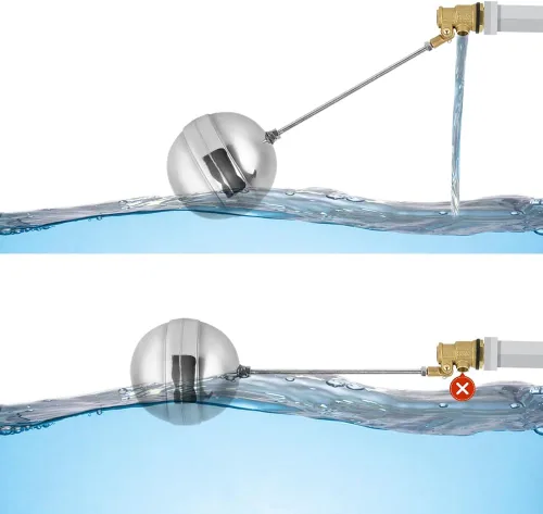 Miniatura 5 de Válvulas de bola de flotador de acero inoxidable, DN15 G1/2 Bolas flotantes Bolas flotantes Automático Nivel de Agua Sensor de Control de Flujo