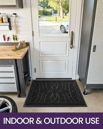 Miniatura 9 de DEXI Felpudo para puerta delantera exterior, tapete de perfil bajo resistente y antideslizante para la entrada, tapetes de bienvenida que atrapan