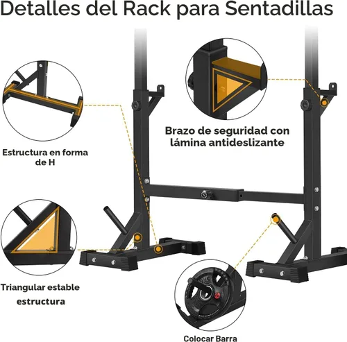 Miniatura 2 de BangTong&Li Soporte para sentadillas, estante para pesas, soporte de prensa de banco, soporte para gimnasio en casa, soporte de peso ajustable