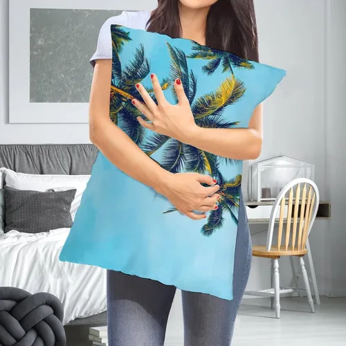 Miniatura 6 de Protector de almohada de playa con palmeras tropicales de 16 x 14 pulgadas, palmeras de playa, paisaje marino costero, decorativo, rectangular