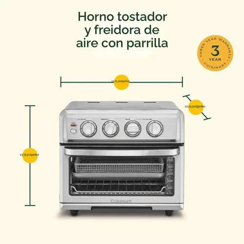 Miniatura 7 de Cuisinart Horno tostador con parrilla y freidora de aire, 1800W 8-1 Horno freidora de aire con opciones de hornear, hornear por convección, Acero