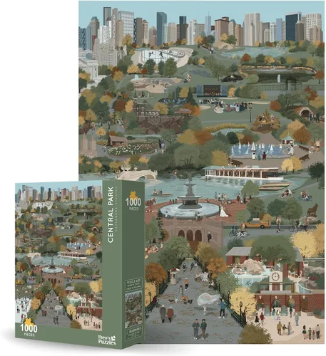 Theo's Puzzles Central Park Autumn NYC - Rompecabezas de 1000 piezas para adultos con impresionante paisaje otoñal - Rompecabezas de calidad premium
