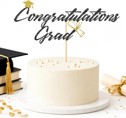 Miniatura 10 de Graduation Decorations 2026, Pack of 1, Glitter Graduation Cake Decorations, Graduation Cake Decorations 2026, Class of 2026 Cake Decorations, Grad