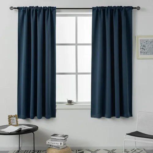 Miniatura 34 de DUALIFE Cortinas opacas de 45 pulgadas de largo, 2 paneles para ventanas pequeñas de dormitorio, aislamiento térmico, bolsillo para barra, cortinas
