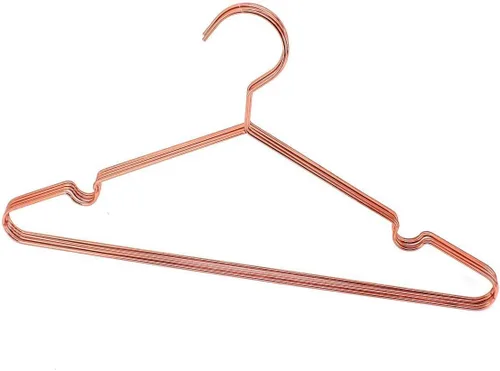 Miniatura 2 de Paquete de 10 perchas de 13 pulgadas para niños, color oro cobre rosa, con alambre de metal brillante, para almacenamiento y exhibición de camisas