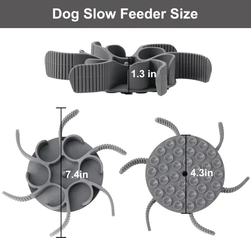 Miniatura 7 de Anipaw Cuencos de alimentación lenta para perros Inserto de alimentador de comida para mascotas de espiral de silicona para ralentizar la Gris