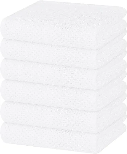 Miniatura 33 de Homaxy Paños de cocina de 100% algodón con tejido de gofre, ultra suaves, absorbentes, de secado rápido, 12 x 12 pulgadas, paquete de 6, amarillo