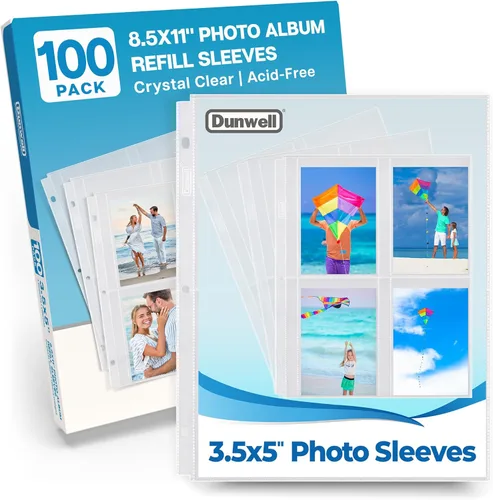 Miniatura 10 de Dunwell - Fundas para fotos para carpeta de 3 anillas, (3.5x5, paquete de 10) para 80 fotos, cada página de foto contiene 8 fotos o 4 paquetes