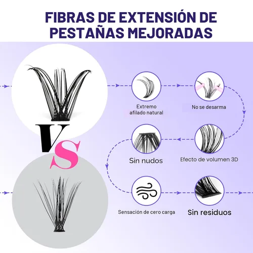 Miniatura 4 de Extensiones de pestañas Pawotence, racimos de pestañas 40D, 280 unidades, extensiones de pestañas en racimo de 9-16mm, mezcla de racimos