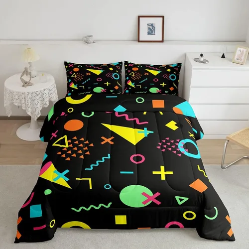 Miniatura 34 de Feelyou Juego de edredón de oso azul, juego de ropa de cama de osos de animales, juego de edredón acolchado con estampado de arboleda de galaxia