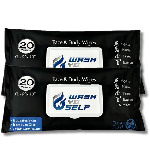 Miniatura 11 de Wash Yo Self Body Wipes - Toallitas húmedas desechables empaquetadas individualmente para niños y adultos, paquete de 40