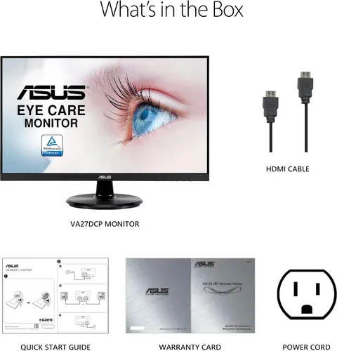 Miniatura 7 de ASUS Monitor 1080P de 27 pulgadas (VA27DCP) - Full HD, IPS, 75Hz, USB-C 65W Power Delivery, altavoces, sincronización adaptativa/FreeSync, cuidado