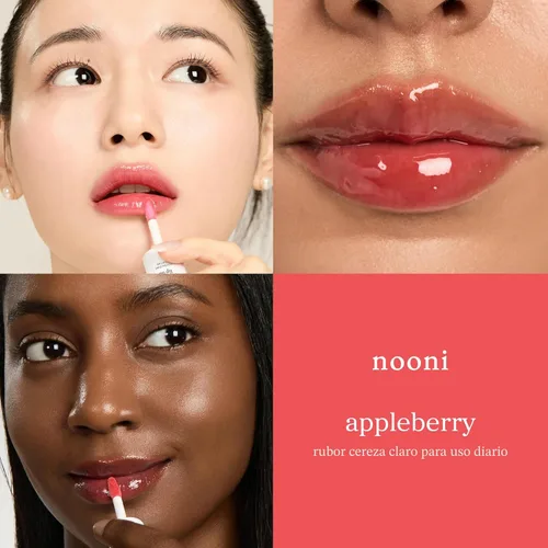 Miniatura 3 de NOONI Aceite de labios coreano - Appleberry Larga duración, hidratante, voluminizador, revitalizante para labios secos, resistente al agua, no se