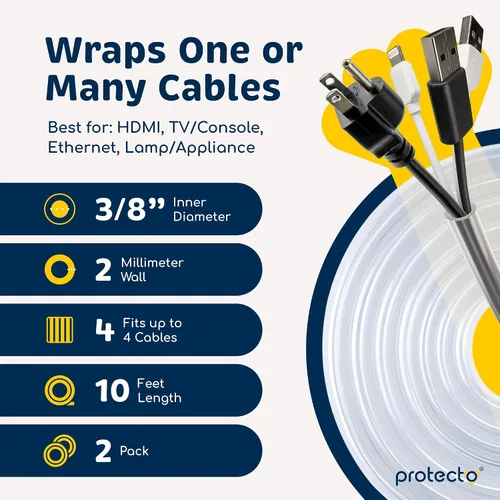 Miniatura 6 de PROTECTO Protector de Cables Resistente para Perros y Gatos, Funda Larga de 10 Pies, Cubierta de Cable de 1/2 Pulgada Fácil de Usar para Mascotas