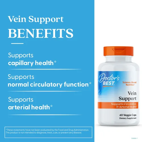 Miniatura 3 de Doctor's Best Soporte de venas con Diosvein & Menaq7, circulación para piernas saludables, sin OMG, sin gluten y soja, vegano, 60